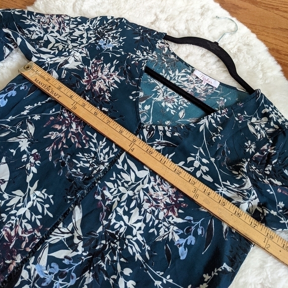 𝅺parker silk blouse v neck floral xs - Picture 14 of 16